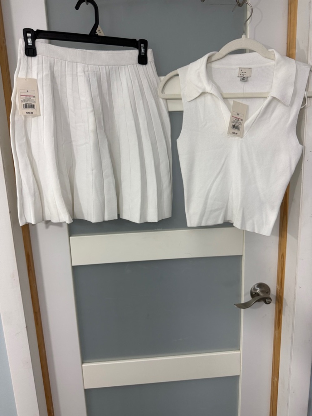 a new day White Pleated Mini Skirt S and Top XS